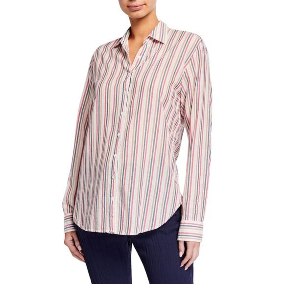 Xirena Beau Striped Button-Down Lounge Shirt - Picture 1 of 8